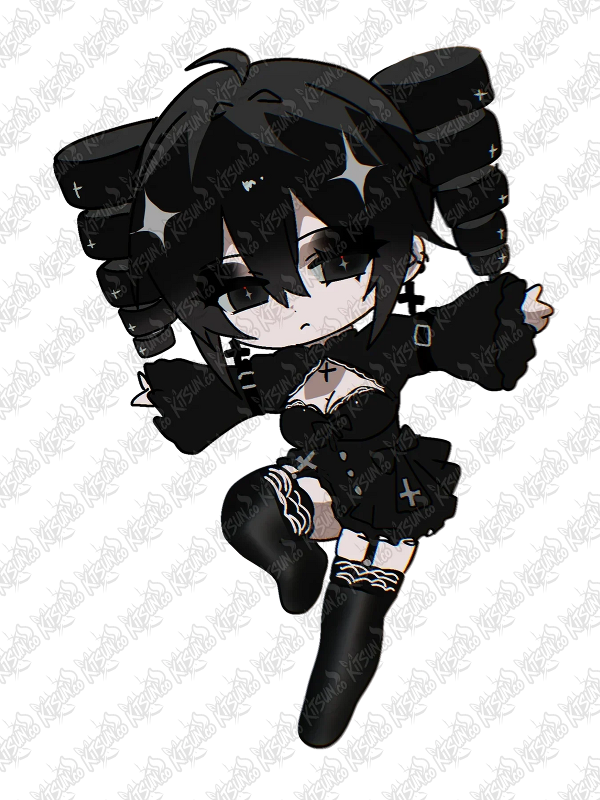 Goth Kasane Teto Chibi Vinyl Sticker